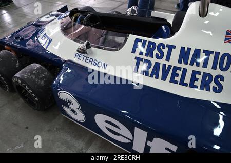 6 May 2018: Historic 1977 F1 Tyrrell P34 ex Ronnie Peterson during Minardi Historic Day 2018 in Imola Circuit in Italy. Stock Photo