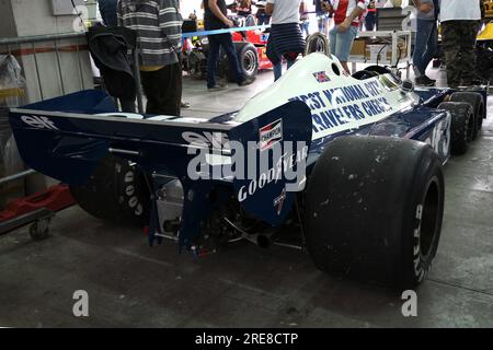 6 May 2018: Historic 1977 F1 Tyrrell P34 ex Ronnie Peterson during Minardi Historic Day 2018 in Imola Circuit in Italy. Stock Photo