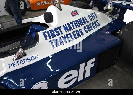 6 May 2018: Historic 1977 F1 Tyrrell P34 ex Ronnie Peterson during Minardi Historic Day 2018 in Imola Circuit in Italy. Stock Photo