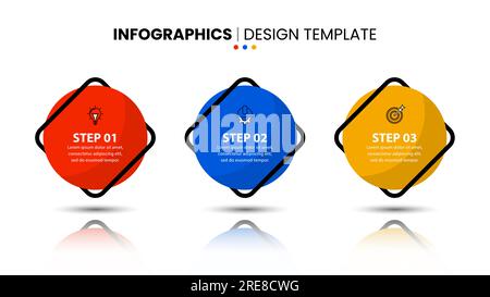 Infographic template with icons and 3 options or steps. Circles. Can be used for workflow layout, diagram, banner, webdesign. Vector illustration Stock Vector