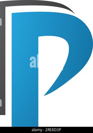 Blue and Black Layered Letter P Icon on a White Background Stock Vector