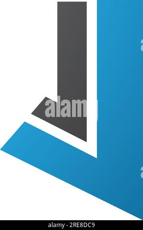 Blue and Black Letter J Icon with Straight Lines on a White Background Stock Vector