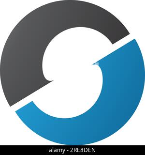 Blue and Black Letter O Icon with an S Shape in the Middle on a White Background Stock Vector