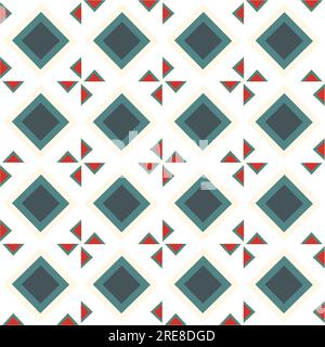 vector tile geometric seamless pattern red and green colours. rhombus and triangle Stock Vector