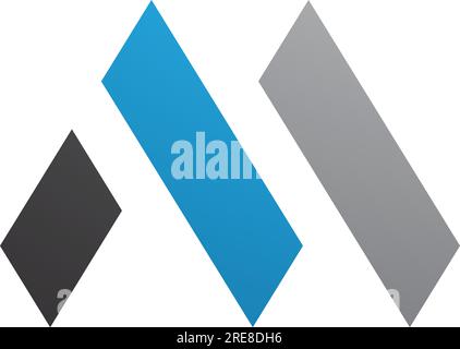 Blue and Black Letter M Icon with Rectangles on a White Background Stock Vector