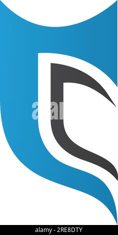 Blue and Black Half Shield Shaped Letter C Icon on a White Background Stock Vector