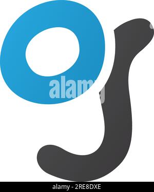 Blue and Black Letter G Icon with Soft Round Lines on a White Background Stock Vector