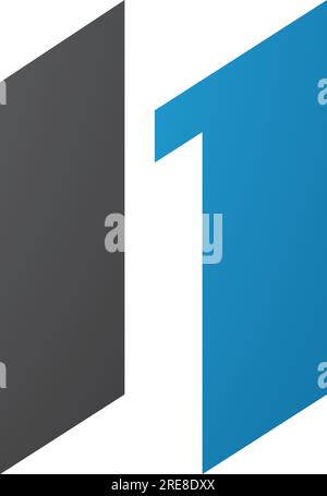 Blue and Black Letter N Icon with Parallelograms on a White Background Stock Vector