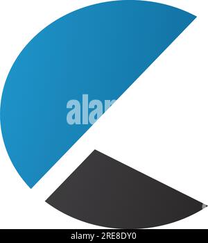 Blue and Black Letter C Icon with Half Circles on a White Background Stock Vector