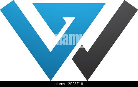 Blue and Black Letter W Icon with Intersecting Lines on a White Background Stock Vector