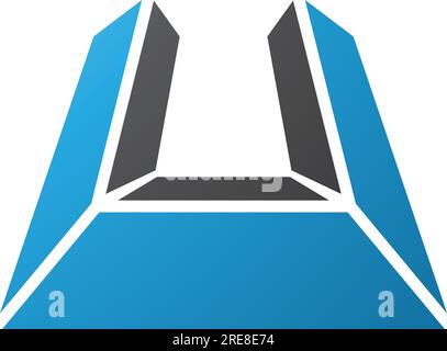Blue and Black Letter U Icon in Perspective on a White Background Stock Vector