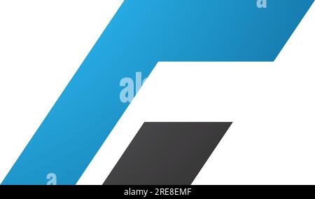 Blue and Black Rectangular Italic Letter C Icon on a White Background Stock Vector