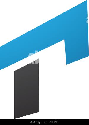 Blue and Black Rectangular Letter R Icon on a White Background Stock Vector