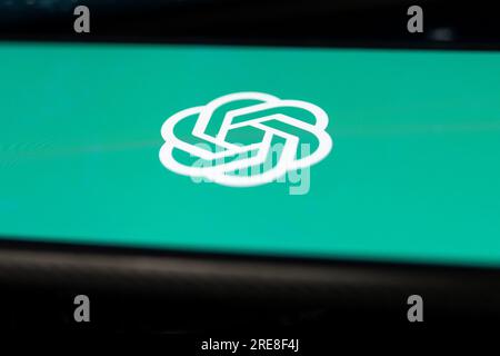 Nysa, Poland. 26th July, 2023. In this photo illustration a Open AI logo seen displayed on a smartphone. (Credit Image: © Mateusz Slodkowski/ZUMA Press Wire) EDITORIAL USAGE ONLY! Not for Commercial USAGE! Stock Photo