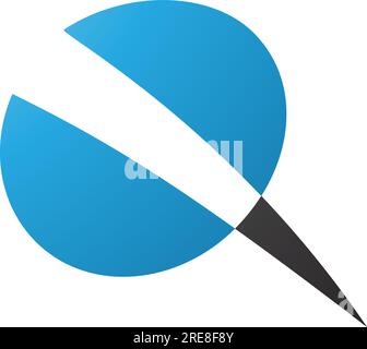 Blue and Black Screw Shaped Letter Q Icon on a White Background Stock Vector