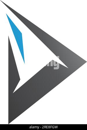 Blue and Black Spiky Triangular Letter D Icon on a White Background Stock Vector