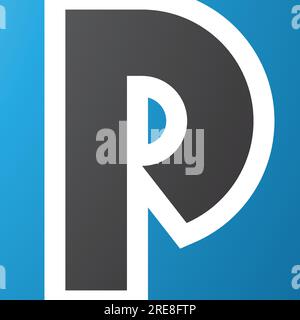 Blue and Black Square Letter P Icon on a White Background Stock Vector