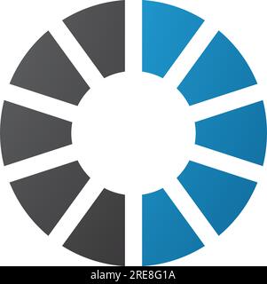 Blue and Black Striped Letter O Icon on a White Background Stock Vector
