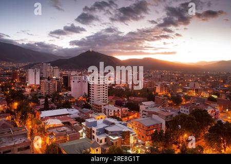 With 630,587 inhabitants, Cochabamba is the fourth largest city in Bolivia. Stock Photo