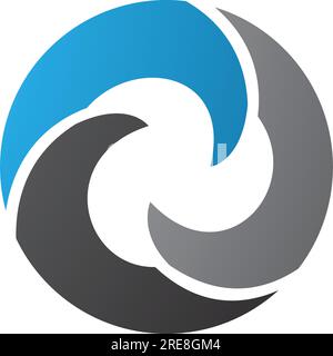 Blue and Black Wave Shaped Letter O Icon on a White Background Stock Vector