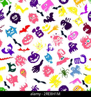 Seamless pattern halloween monsters. Vector illustration Stock Vector