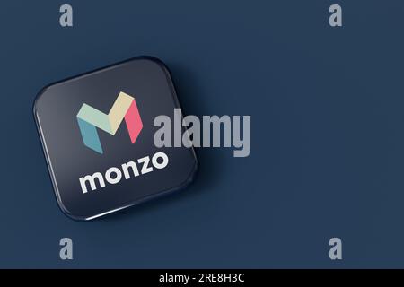 LONDON, UK - July 2023: Monzo bank company logo. 3D Rendering Stock Photo