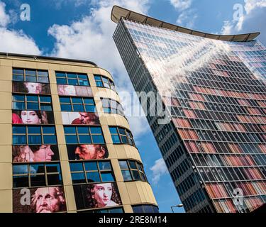 Modern Office Building & Rocket Tower Internet Company Building. in Charlottenstrasse 4 & 16,Kreuzberg-Berlin Stock Photo