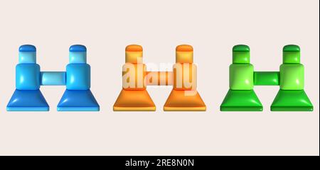 3d illustration Optical instruments for viewing distant. binoculars, spyglass. Stock Vector