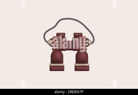 3d illustration Optical instruments for viewing distant. binoculars, spyglass. Stock Vector