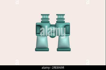 3d illustration Optical instruments for viewing distant. binoculars, spyglass. Stock Vector