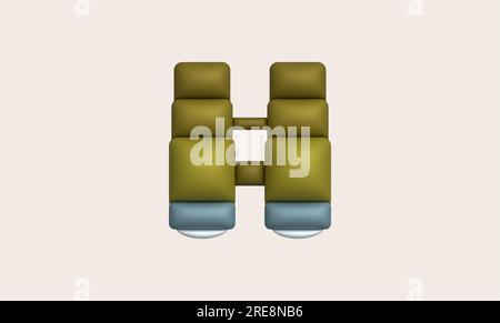 3d illustration Optical instruments for viewing distant. binoculars, spyglass. Stock Vector