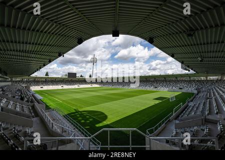 Hradec Kralove, Czech Republic. 26th July, 2023. Construction of the football stadium in Hradec Kralove, Czech Republic, July 26, 2023. Credit: David Tanecek/CTK Photo/Alamy Live News Stock Photo