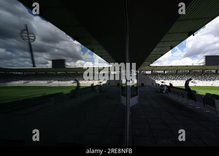 Hradec Kralove, Czech Republic. 26th July, 2023. Construction of the football stadium in Hradec Kralove, Czech Republic, July 26, 2023. Credit: David Tanecek/CTK Photo/Alamy Live News Stock Photo