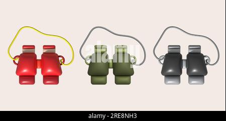 3d illustration Optical instruments for viewing distant. binoculars, spyglass Stock Vector