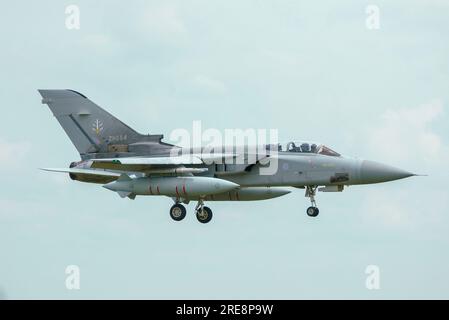 Panavia Tornado F3 fighter jet plane ZH554 landing at RAF Waddington for the International Airshow, UK. Fast Jet & Weapons Operational Evaluation Unit Stock Photo
