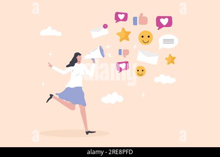 PR, marketing campaign, strategy concept vector. Marketer announce via, mass media, promotion your business. Public relations concept for web, app. Stock Vector
