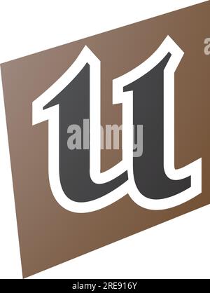 Brown and Black Square Shaped Letter N Icon on a White Background Stock ...