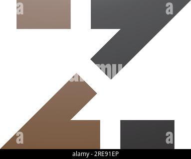 Brown and Black Dotted Line Shaped Letter Z Icon on a White Background Stock Vector