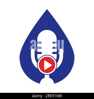 Video play podcast logo template design. Podcast Channel or Radio Logo design. Stock Vector