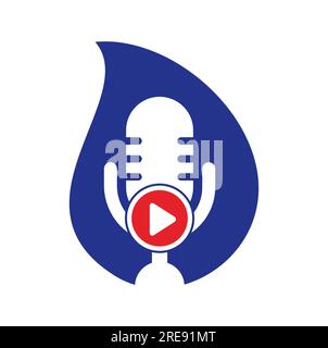 Video play podcast logo template design. Podcast Channel or Radio Logo design. Stock Vector