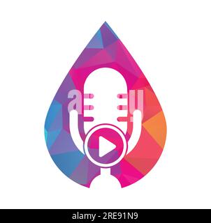 Video play podcast logo template design. Podcast Channel or Radio Logo design. Stock Vector