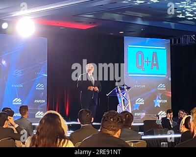 Washington DC, 20004. July 25, 2023. Former US Secretary of State Mike Pompeo, US Presidential Candidate seeking the Republican nomination in the current election cycle, addresses members of the 2023 Young America’s Foundation in Washington DC.  Credit: ©Julia Mineeva/EGBN TV News/Alamy Live News Stock Photo