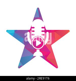 Video play podcast logo template design. Podcast Channel or Radio Logo design. Stock Vector
