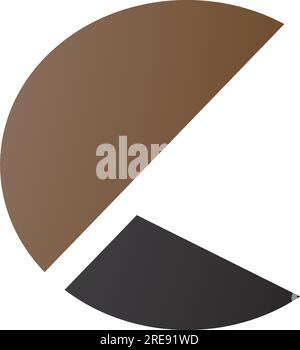 Brown and Black Letter C Icon with Half Circles on a White Background Stock Vector