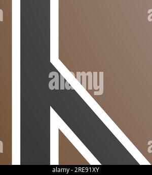 Brown and Black Letter H Icon with Straight Lines on a White Background Stock Vector