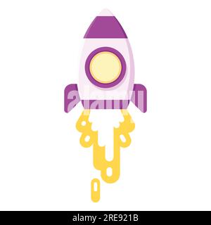 Flying rocket space ship with flame. business startup or business boost concept. vector illustration Stock Vector