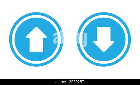 Up and down arrow icon. circular push button in blue color. vector illustration Stock Vector