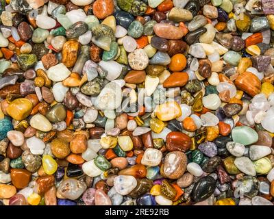 Close up of colorful small stones from Lake Supoerior on the Upper Peninsula of Michigan USA Stock Photo