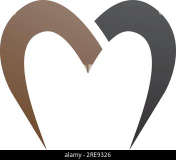 Brown and Black Parachute Shaped Letter M Icon on a White Background Stock Vector