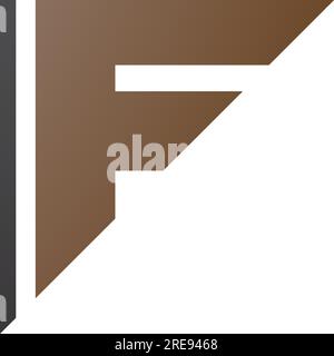 Brown and Black Triangular Letter F Icon on a White Background Stock Vector